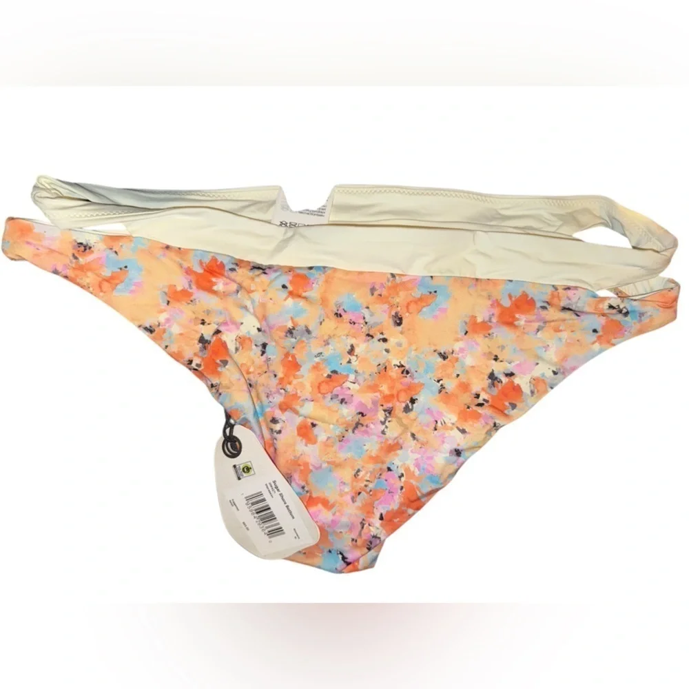 prAna Womens Sugar Shore Impression Orange Blue Bikini Bottom Size M Beach NWT